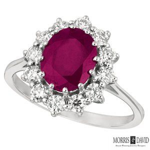 3.50 Carat Natural Oval Ruby & Diamond Ring